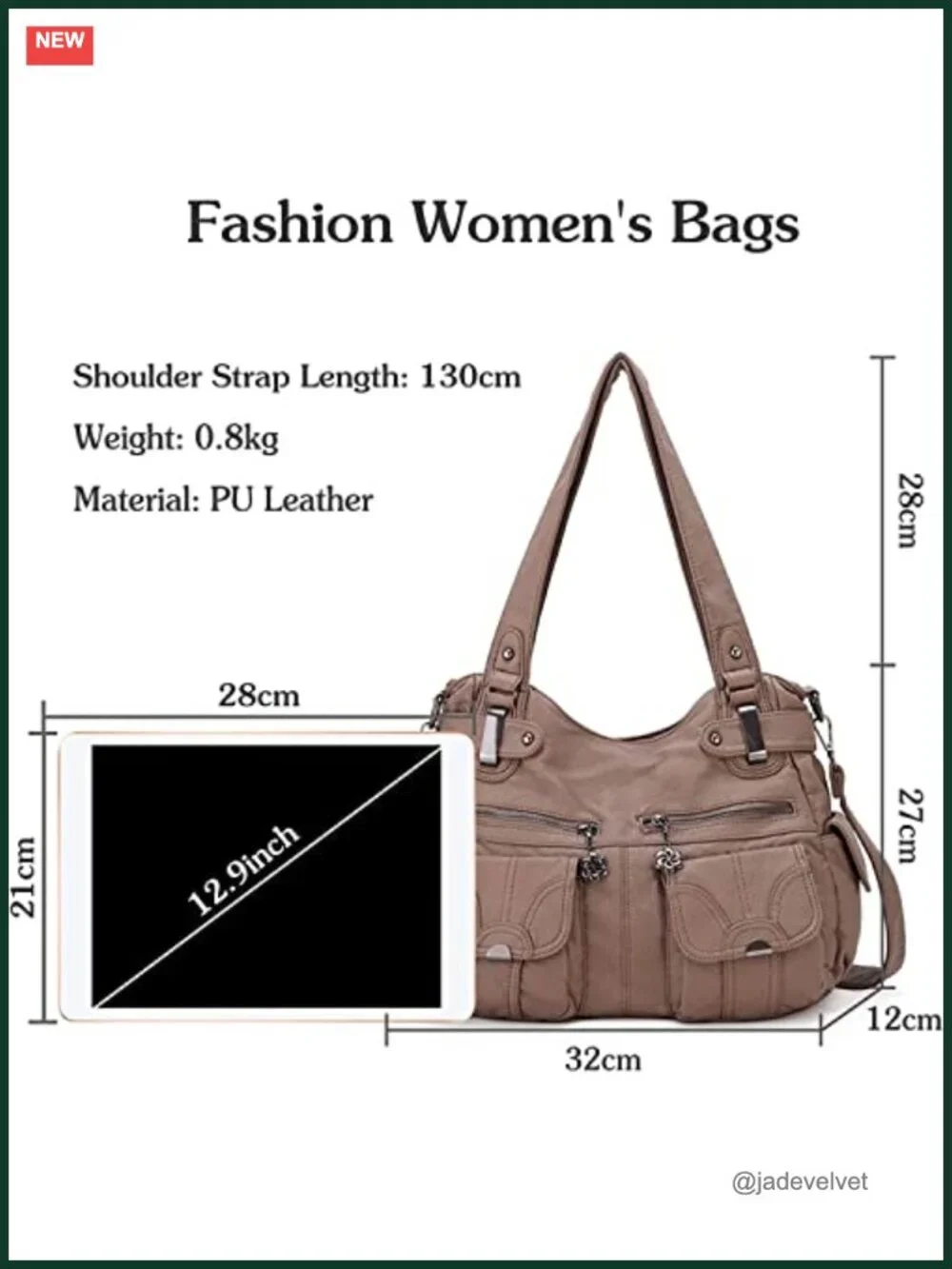 Large Hobo Bag Women's Crossbody Shoulder Purse Vegan Leather Satchel